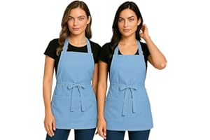 DIDART HANDMADE Pack 2 delantales mujer y niña impermeables con 3 bolsillos – Ajustables y sin plancha– Ideal para cocina, barbacoa o camareras. Mandil camarera