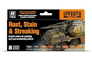 Acrylicos Vallejo VJ70183 "Rust, Stains & Streaking" Model Color Set, 17 ml (Pack of 8)