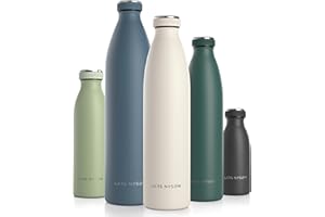 ‎LARS NYSØM LARS NYSØM Edelstahl Trinkflasche 350ml, 500ml, 750ml, 1L, 1 5 liter | Thermosflasche Kohlensäure geeignet | Auslaufsichere Wasserflasche für Sport, Outdoor, Schule (Almond Beige, 1000ml)