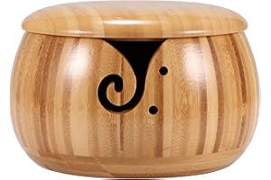 TIEMORE Bol à Tricoter En Bois - Support Et Organisateur De Laine Avec Couvercle, Design élégant En Bambou