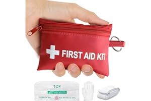 Yzpacc Mini First Aid Kit - CPR Pocket Mask Keychain CPR Face Shield with Breathing Barrier & Elastic Belt & One Pair of Disposable Gloves for Travel Home Camping - Emergency Supplies