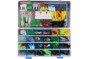 MKNZONE Leurres de Pêche Kit 146pcs, Kit d'appâts de Pêche Portable avec Boîte, Le Meilleur Choix pour la pêche appâts leurres de pêche pour d'eau Douce