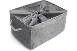 Mangata Zusammenklappbare, verdickte Aufbewahrungsbox aus Leinen mit Seilgriffen (Grau, Jumbo)