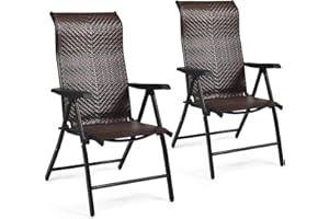 ‎COSTWAY COSTWAY 2er Set Gartenstühle Polyrattan, Klappstühle mit 5-Fach Verstellbarer Rückenlehne, Hochlehner Balkonstühle, wetterfeste klappbare Terrassenstühle für Garten, Balkon, Terrasse