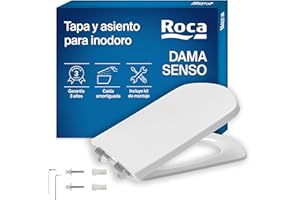 Roca Dama Senso - Tapa y asiento para inodoro con caída amortiguada, tapadera de WC original con ajuste perfecto, recambio de tapa de váter resistente, blanco, A801512004
