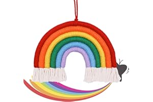 BLLREMIPSUR Rainbow Wall Decoration Rainbow Wall Hanging, Hand Woven Tapestry Macrame Decoration Tassels for Home Nursery Kids Room Bedroom Playroom Decor