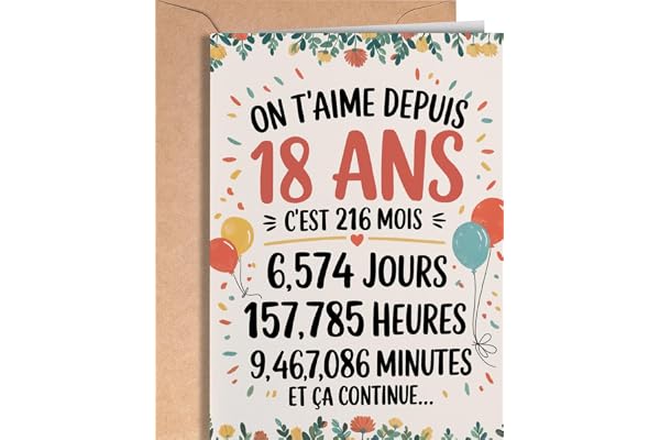 Greeting Cards for Everyone Carte Anniversaire 18 Ans - Cadeau 18 Ans Fille, Garcon Carte Joyeux Anniversaire pour Femme et Homme - Originale Ans pour Fille, Fils, Sœur, Frère ou Ami - EU 120