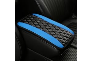 ZYSY Car Center Console Cushion Pad, Universal Leather Waterproof Armrest Seat Box Cover, Comfortable Auto Armrest Cover Protector, Car Interior Decor Accessories for Most Vehicles (Blue)