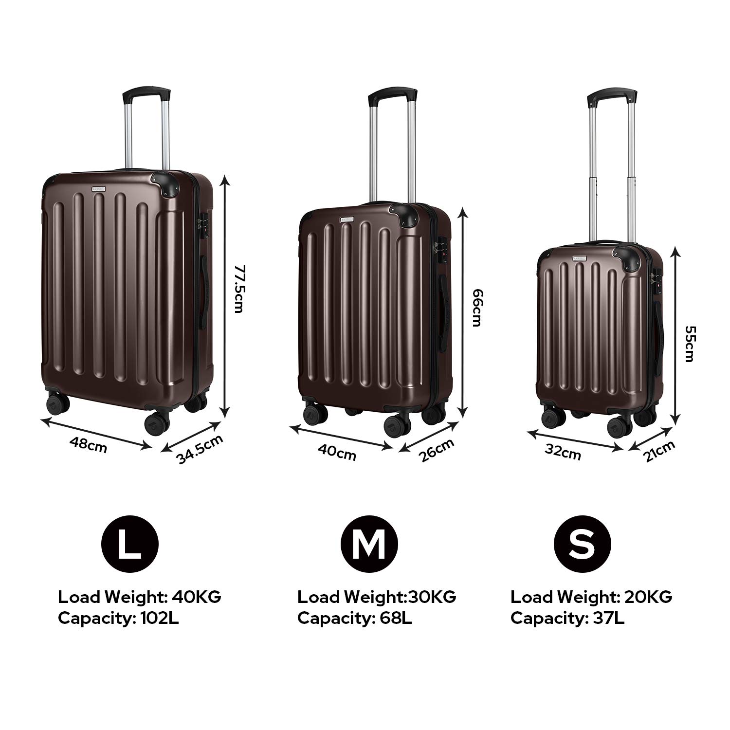 Amasava Cabin Luggage Small Suitcases Super Lightweight Abs Pc