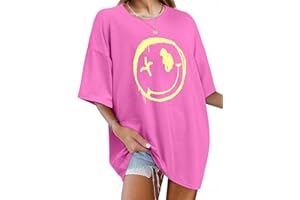 WIEIYM Women Oversized T Shirts Loose Crew Neck Short Sleeve Summer Tops Shirt Women's Casual Baggy Tops Blouse Graphic Tee Shirts S-XXL