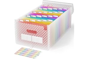 ‎ABC LIFE ABC life Dokumentenmappe A4 mit Gittermuster,26Fächermappe Datei Organizer,Regenbogen Akkordeon Erweiterbar Ordnungsmappe, Grosse Kapazität Dokumententasche,A4 Ordner Tragbar Sortiermappe Schule(Rosa)