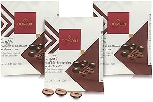 Domori Dragées al Caffè, Chicchi di Caffè Ricoperti di Cioccolato Fondente, 40 Grammi (Confezione da 3 Pezzi)
