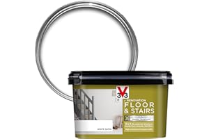 V33 Renovation Floor & Stairs Paint - No Undercoat Needed - Wooden Floors Laminates & Tiled Floors - Reinforced Protection - Easy Maintenance - White 2 Litres