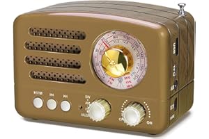 PRUNUS J-160 Przenośne radio, vintage Bluetooth FM/AM (MW)/SW, stacja radiowa z bardzo dużym przyciskiem regulacji, radio retro tranzystor obsługa karty TF/AUX/USB (czerwony)