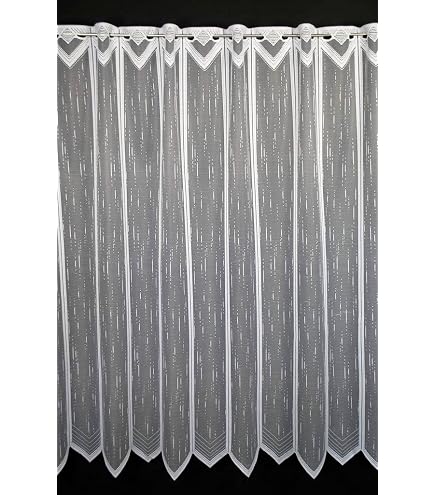 Scheibengardine Jacquard Mit Verschlungenen Linien – Meterware In 12,5 Cm Schritten, Waschbar & Mit Rutentasche