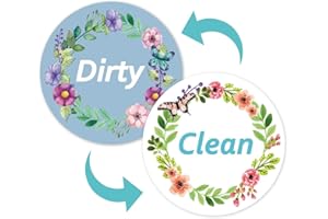 ‎MORCART Morcart Geschirrspüler-Magnet Clean Dirty Schild doppelseitig Flip Non-Scratch Magnetanzeige perfekte Küchenzusatz 8 cm rund (White Flower)