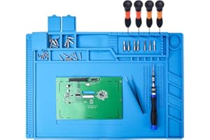 Preciva 450 * 300mm Tapis à Souder en Silicone avec Magnétique Section Coupe vis Encoches, Tapis de Réparation, Station de Réparation de Soudure, Plate-Forme de Maintenance