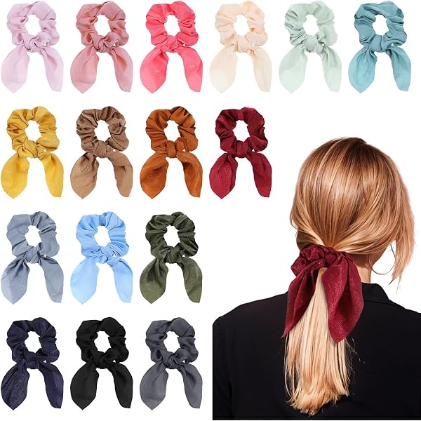 6 Chiffon-Haargummis Mit Schleife – Weich, Dekorativ & Haarschonend (verschiedene Farben, Ca. 35 Cm)