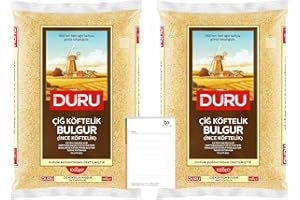 Duru Feinster Bulgur (Cig Köftelik) 2 x 1000g - Hartweizengrütze extra fein - Doppelpack - Naturstein gemahlen, Ballaststoffreich & Proteinreich - Vielseitige Grütze + Ben's Garden Notizblock Set