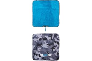 Two Bare Feet Portable Changing Mat for Surfing, Swimming, SUP & Watersports – Waterproof, Soft Sherpa Fleece, Roll-Up Design for Easy Travel & Outdoor Sports (Grey Camo/Blue)