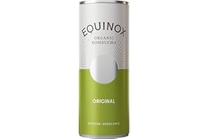 Equinox Kombucha Original Flavoured Drink - 1 x 250ml Cans - Organic, Vegan, Gluten Free - Crisp & Zesty - Made with Chun-Mee Green Tea and Pure Spring Water - with Vitamins, Enzymes, Live Cultures