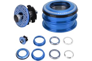 equlup Bike Headset, 44mm Double Bearings Steel Mountain Bicycle Headset Top Cap Bike Front Fork Stem BMX Bearing Nuts for Ordinary Straight Fork Tube