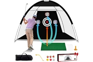 TTCB Sports Golf Practice Net 10x7ft for Garden, Golf Hitting Net for Backyard Driving, Chipping Nets and Mat Indoor/Outdoor - GolfNet Simulator for Home, Gift for Men/Dad