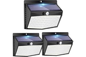 Peasur Lampe Solaire Extérieur Détecteur de Mouvement【Lot de 3 de 138LED】 Lumière étanche Sans Fil 3 Modes Spot LED éclairage extérieur solaire pour Jardin Decoration