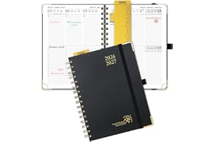 POPRUN Agenda 2026 2027 Veckoagenda 21 x 16,5 cm från Aug'26 - Dec'27, Vertikal Skolplanerare för 17 Månader med Hårt Omslag