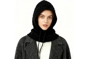 TAGVO Cappuccio Sciarpa Lavorato a Maglia Donna, Berretto e Scaldacollo 2-in-1 Passamontagna Termico Morbido per Autunno & Inverno