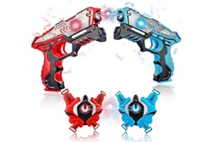 Lasertag Guns Set, OKKIDY Lasertag für Kinder mit Abzeichen 2 Pack, Lasertag Spiel 2 Spieler Indoor Outdoor, Gruppe Aktivität Spaß Spielzeug für Kinder Alter 6 7 8 9 10 11 12+ Jungen Mädchen