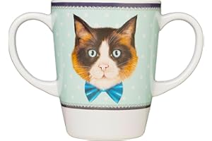 Rosa Lifestyle Cat Tasse en mélamine à deux anses, poids de 126 g et capacité de 400 ml, aide à la mobilité quotidienne pour la démence, faible adhérence, tremblements