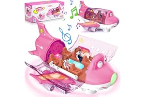 PICRIK Aeroplane Toys for Toddlers, Electric Toy Airliner Plane 360° Rotating Airplane Vehicles with Light and Music, Electric Aircraft Toy Gift for Kids 3 4 5 6 Year Old and Up (pink)