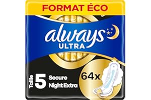 Always Ultra Secure Night Extra Podpaski ze Skrzydełkami, 64 sztuki