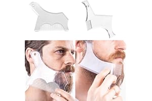 FENQURO 2 PCS Modèles de Style de Barbe Transparents avec Peigne a Barbe Homme Outil de Mise en Forme de Barbe Modèle de Rasage de Barbiche Pratique pour Homme Tailler, Coiffer la Barbe
