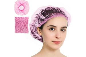 ADMYGO 100 Stück Duschhauben Einweg Duschhaube Damen Vielseitig und hochelastisch haarhaube Unverzichtbar für Haus, Hotel und Reise, SPA für Frauen - Rosa