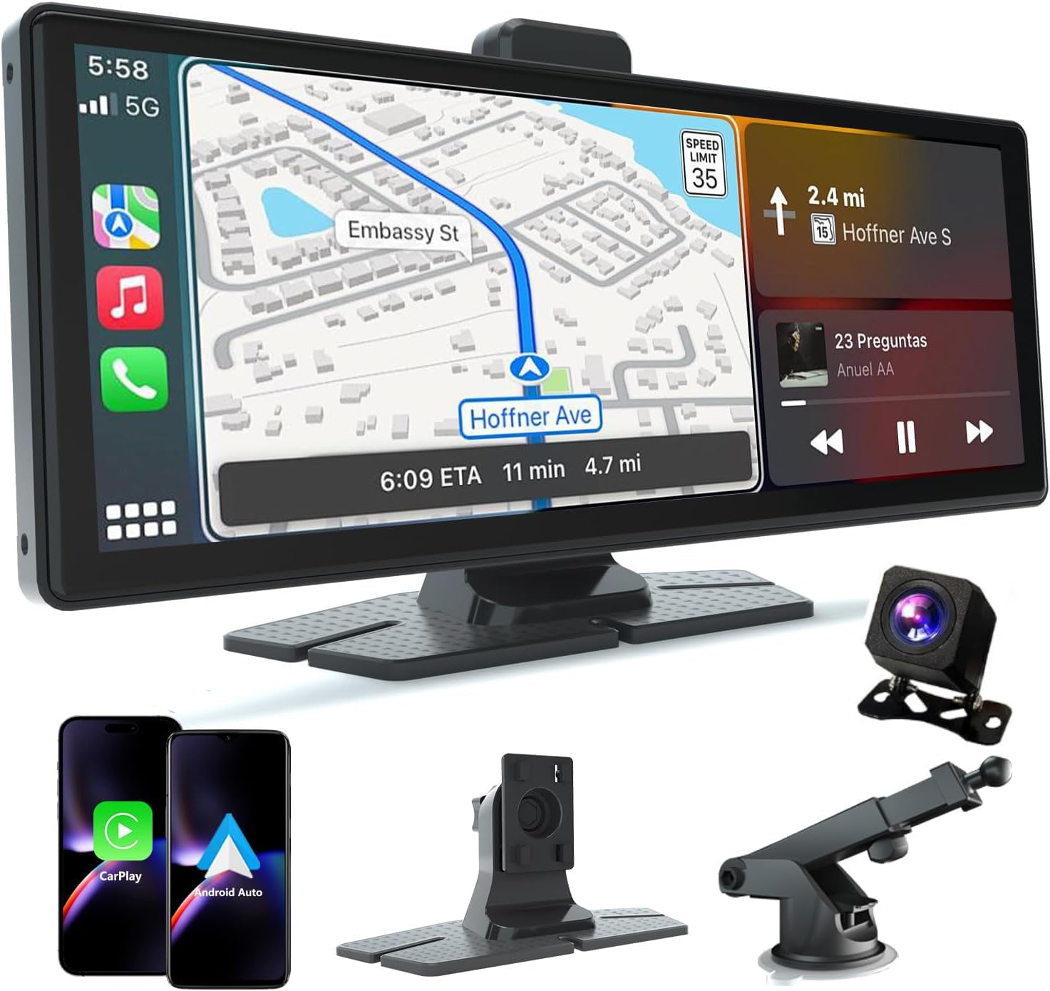 Cason Upgraded Carplay Android System Touch Screen 10-Inch Android Car Stereo Infotainment System IPS LED Car Display Screen with Rear Camera,Voice Control,BT for All Vehicles.