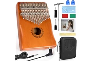 AKLOT Kalimba elektryczna 17 klawiszy EQ, kalimba, pianino, pianino, z wbudowanym pickup, profesjonalny zestaw startowy do kalimby, dla dzieci i dorosłych