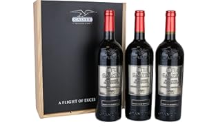 Calvet - Coffret cadeau de 3 bouteilles de vin rouge Grande Réserve, Bordeaux Supérieur en caisse bois (3 x 0.75 L)