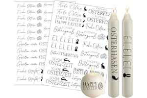 BOLOSA 2 Stück Kerzentattoos Ostern 30x20cm, Kerzen Tattoo Ostern Wasserschiebefolie Kerzen, Kerzensticker Kerzenfolie für Kerze Tasse DIY Geschenk, Kerzen Dekorieren, Kerzensprüche (A+B)