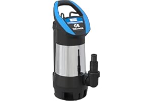 Güde 94679 Pompe submersible pour eaux usées GS 750.1 INOX (interrupteur à capteur réglable sur 4 positions, gaine en acier inoxydable, volume de refoulement 15000 l/h), noir, acier inoxydable, bleu