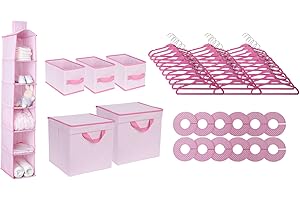 Delta Children Nursery Storage 48 Piece Set - Easy Storage/Organization Solution - Keeps Bedroom, Nursery & Closet Clean, Barely Pink