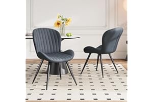 ‎HAWTHYHOME Hawthyhome Esszimmerstühle 2er Set, Küchenstuhl, Stuhl Esszimmer Wohnzimmer, ergonomischer Sessel, Armlehnstuhl, Polsterstuhl, Wasserdichtes Material,Metallbeine, Dunkelgrau