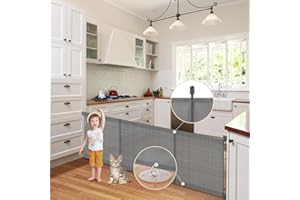 suihuooo Retractable Stair Gate for Baby and Dog, Mesh Baby Gate Extends up to 180cm Wide, 86cm Tall Retractable Dog Gate, Extra Wide Baby Safety Gate for Doorways, Hallways, Indoor and Outdoor