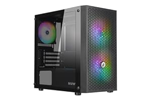 Nuwo Blitz R27 Nero Case Micro-ATX per PC Desktop Office Gaming Mini Tower 0.50MM SPCC, 3 Ventole FRGB (Illuminazione Arcobaleno Fissa), Frontale Rete e Pannello Laterale in Vetro Temperato
