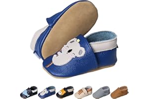 EDOTON Buty dla noworodków, miękkie buciki dla dziewczynek, zamszowe buty dziecięce, skóra z motywem z kreskówki, 0-24 miesiące