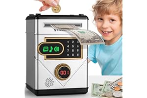 Ltteaoy Salvadanaio Elettronico per Bambini 3-12 Anni, Salvadanaio Touchscreen Digitale con Password, Regalo di Natale per Bambini