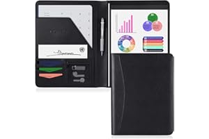 OOWOLF A4 Leather Conference Folder, A4 Portfolio Folder with Writing Pad, Business Cards, Pen holderNternal Holders for iPad/Tablet (up to 10.1")…