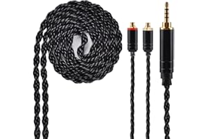 KINBOOFI 6 Core Balanced Silver Plated Replacement Cable, Black MMCX Detachable Earphone Cable Replacement Earphone Wire for Shure 846 535 215 315 425 MAGAOSI K5 LZA4 A5 (2.5mm Audio Jack, MMCX)……