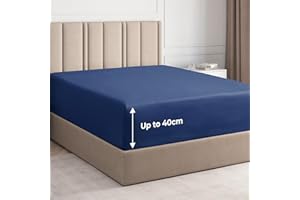 ‎CGK UNLIMITED Spannbettlaken für Kingsize-Bett, luxuriöses Spannbettlaken mit tiefen Taschen, passend für Matratzen bis zu 40 cm, 150 x 200 x 40 cm, weich und knitterfrei, extra tiefe Taschen, nur Spannbetttuch